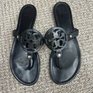 Tory Burch Black Leather Sandals Size 12
